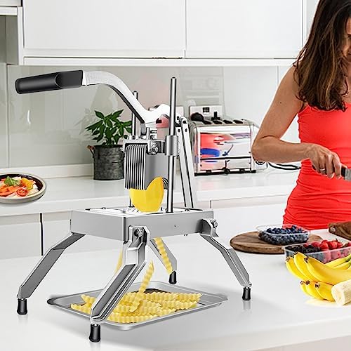 VEVOR Commercial Vegetable Fruit Dicer,Onion Cutter Heavy Duty Stainless Steel Removable and Replaceable Kattex Chopper,3/8" Tomato Slicer with Tray Perfect for Potatoes, Carrots, peppers, Silver - Image 7