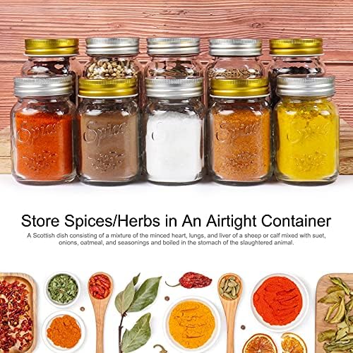 15 Pack 4oz Glass Spice Jars with Metal Caps and Shaker Lids