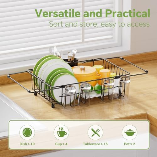 Expandable Dish Drying Rack in Sink, Black