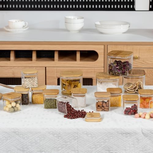 4oz/120ml Square Glass Spice Storage Containers with Lids 12-Pack