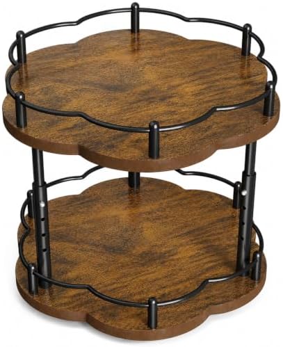 2-Tier Lazy Susan Spice Rack Organizer for Cabinet, Wood, 10 in