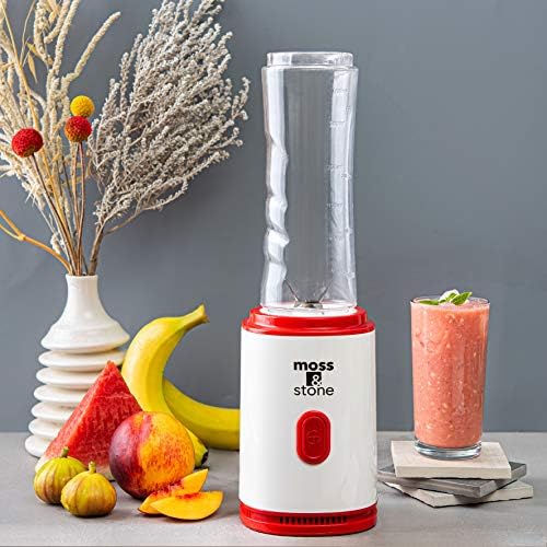 Moss & Stone Single Serve Blender, White & Red, 20 oz - Image 7