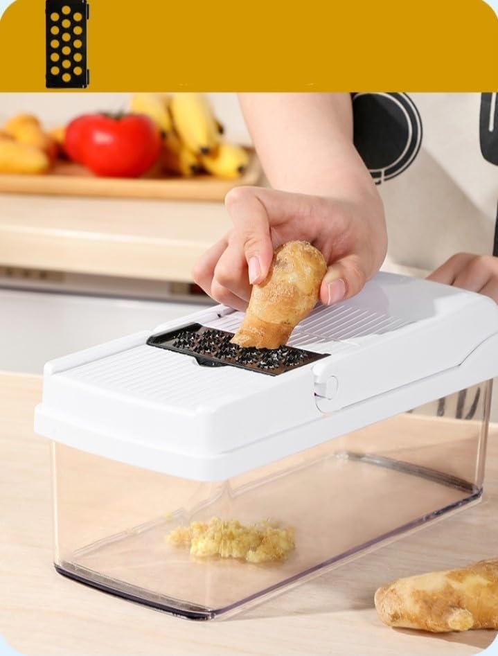 Vegetable Chopper and Slicer, 22-in-1 Multi-Purpose Kitchen Mandoline, Food Dicer with Collection Tray, White - Image 4