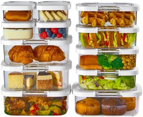 Duo Loc Meal Prep Container for Refrigerator, Leak Proof Stackable Kitchen Tupperware for Leftovers Food Storage Travel Lunch Container, Christmas Gift for Her (Fridge Organizer 12pk)