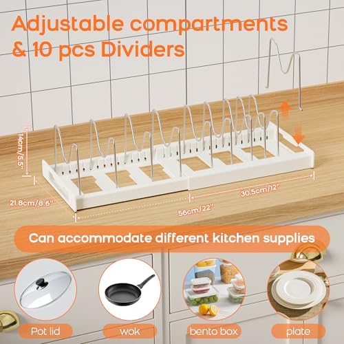 22" Expandable Pots and Pans Lid Organizer Under Cabinet (2 Pack)