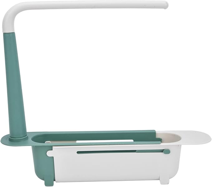 Telescopic Sink Rack, Humanized Design Telescopic Sink Storage Rack Pulling for Home for Kitchen (Green)