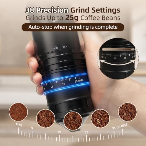 Portable Coffee Maker with 38 Adjustable Grind Pour-Over Dripper