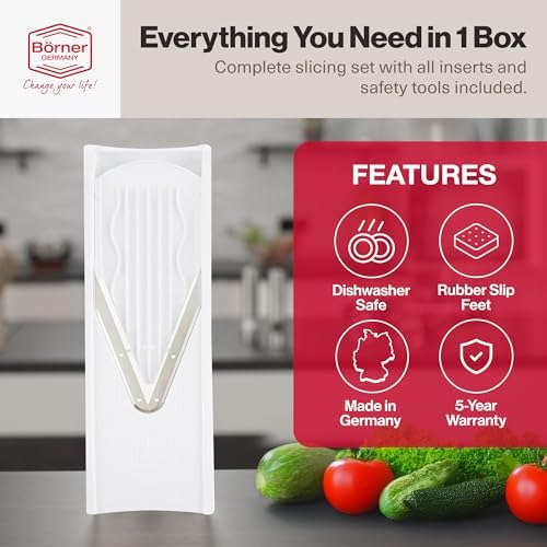 Swissmar V-Prep™ Mandoline Slicer – Versatile Kitchen Slicer for Julienne, Shred, Cube & Slice – Includes Multi-Function Bowl & Safety Holder – Essential Kitchen Gadget – White - Image 3