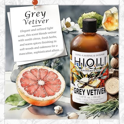 HIQILI Grey Vetiver Fragrance Oil for Diffuser, Candle & Soap Craft - Image 2