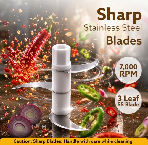 AGARO Elite Rechargeable Mini Electric Chopper Food Grade Bowl Stainless Steel Blades One-Touch Operation for Chopping Garlic, Ginger, Onion, Vegetables, Meat, Nuts, - Image 4