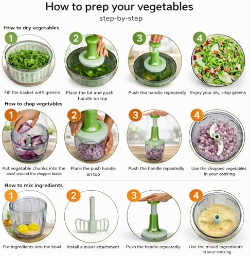 Brieftons 6.34-Quart Large Salad Spinner and Chopper, Lettuce Dryer Washer - Image 4