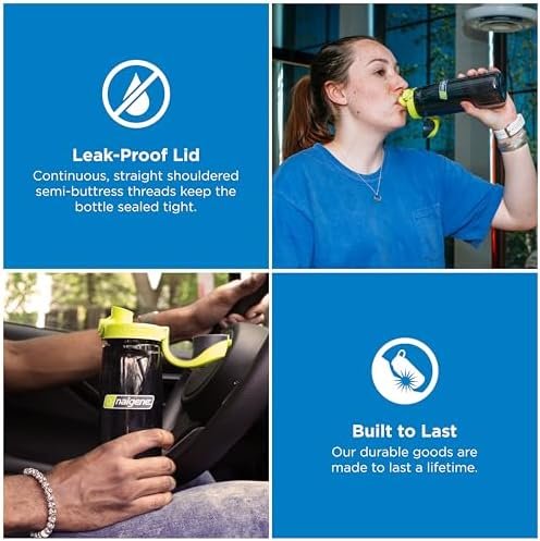 Nalgene 24 oz On The Fly Lock-Top Water Bottle, Charcoal w/Lime - Image 2