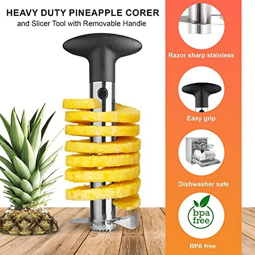 Pineapple Corer And Slicer Tool, Stainless Steel Pineapple Core Remover with Non Slip Handle