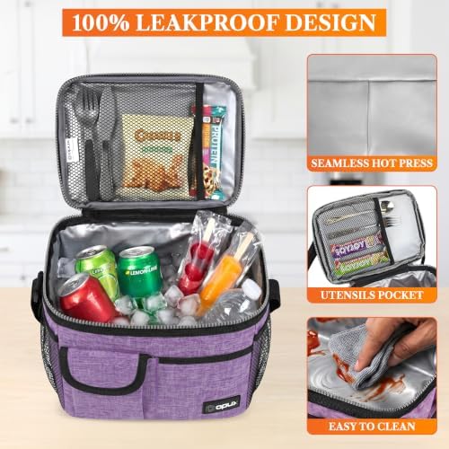 Insulated Lunch Box Adult, 14 Can Leakproof Cooler Bag Kid, Purple