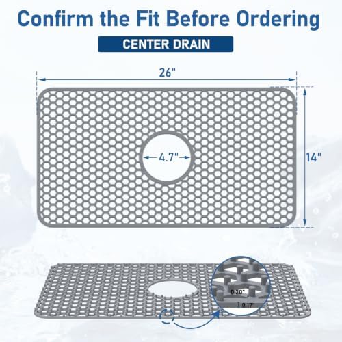Silicone Sink Protectors for Kitchen Sink-26"x 14" Center Drain