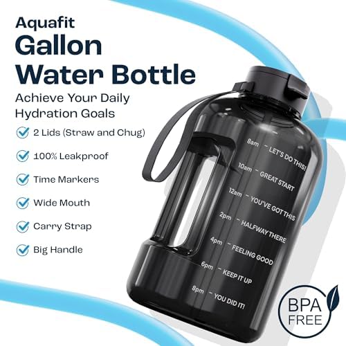 1 Gallon Water Bottle with Motivational Quotes