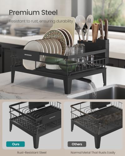 Dish Drying Rack, with Drainboard, Cutlery Holder