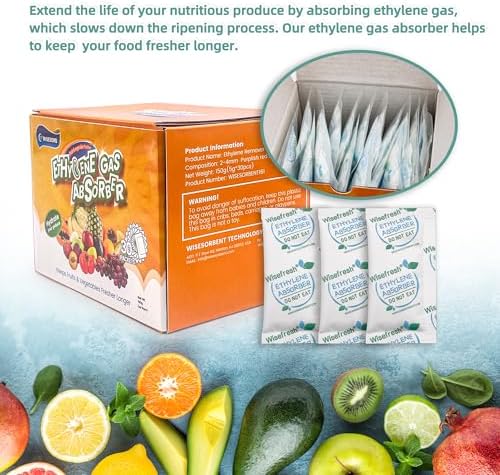 WiseFresh 30 Packs 5 Gram Ethylene Gas Absorber Packet, Vegetable & Fruit Fresh Produce Protector, Food Freshness Extender, Fresh Fruit Preserver, Vegetable Saver