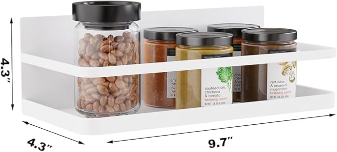 Magnetic Spice Rack Single Tier Refrigerator spice organizer Shelf, Easy to Install The Side of the Refrigerator