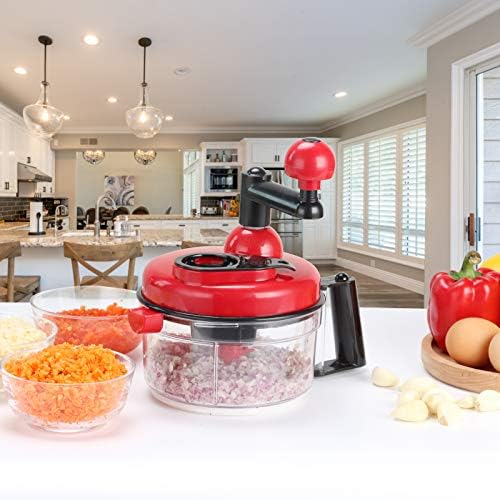 Cambom Manual Food Chopper Vegetable Chopper Hand Food Processor, Mixer, Blender, Whipper, Egg White Separator, Mincer, Grinder, Dicer with Clear Container 1200ml BPA Free Strong - Image 6