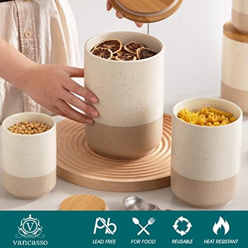 Sabine Kitchen Canister Set of 3, Ceramic Food Storage