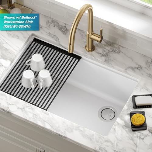 KRAUS Multipurpose Self-Draining Silicone Soap Dish/Sponge Holder for Bathroom or Kitchen Counter in Light Grey, KDM-05LG