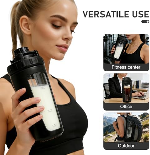 BYLWORKOUT 26 oz Glass Shaker Bottle with Silicone Sleeve and Mixing Ball - Image 5