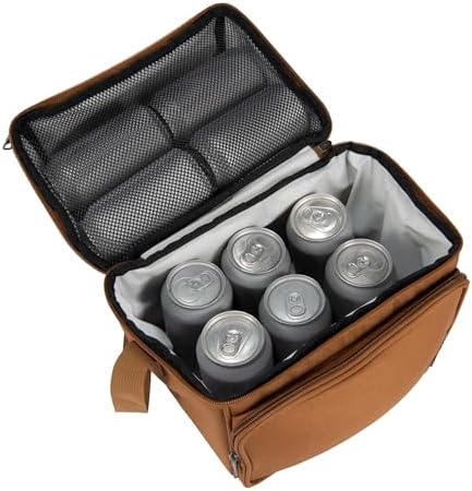 Camping Cooler, Worksite Lunch Box, Soft Shell Lunch Bag for Construction Sites, Work and Everyday Use, Brown