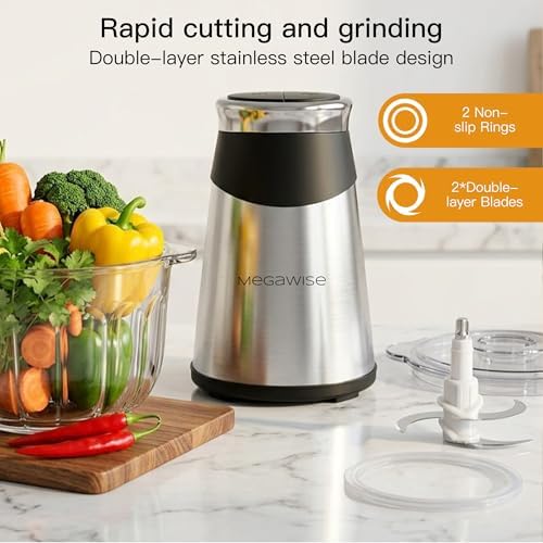 Electric Food Processor, 1000W Meat Grinder & Vegetable Chopper with 4L Thick Glass Bowl, 4 Blades and Dual-Speed Food Chopper for Meat, Vegetables, Fruits, Nuts, and Baby Food