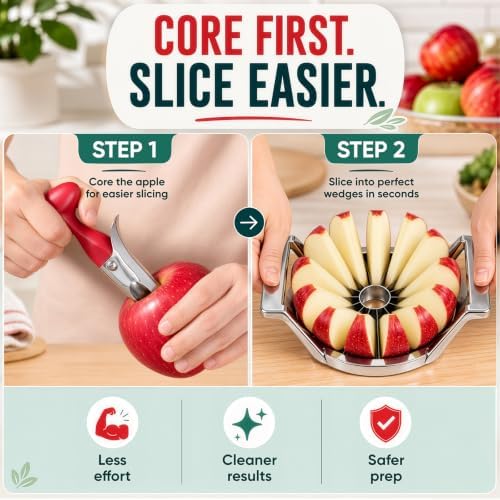 5.12-In Large Apple Slicer, 14-Blade Cutter with Apple Corer Tool
