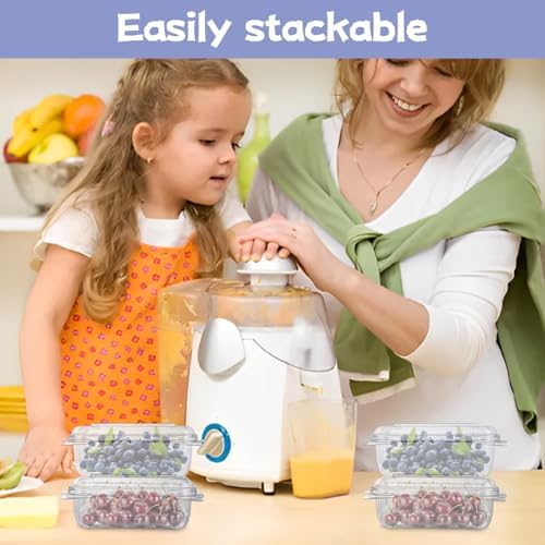 100PCS Berry Containers with Lids, Clear Plastic Vented Berry Containers for Blueberries, Raspberries, Blackberries, Tomatoes or Herbs