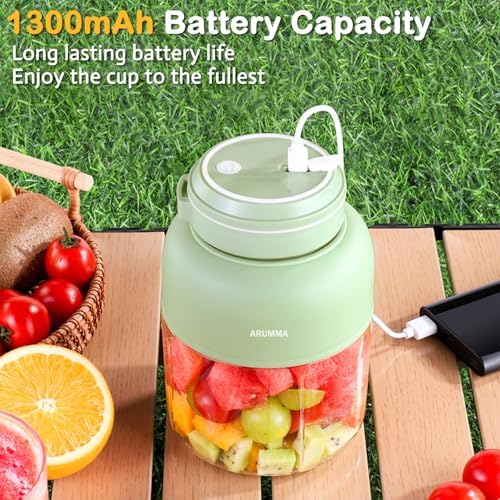 Portable Juice Cup Blender for Smoothies Shakes Fruit Crush Baby Food Maker 43oz 1300ML USB Charging Cordless Food Grade Blades Electric Smoothie Blender for Small Ice Kitchen Outdoor - Image 6
