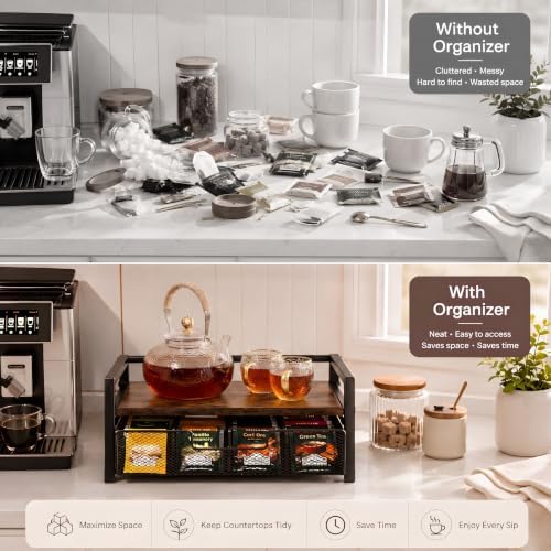 Tea Bag Organizer for Counter, 8 Compartments
