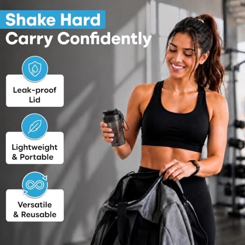 Travel-Friendly Small Shaker Bottle for Protein Shakes, Supplements: 2-Pack - Image 2