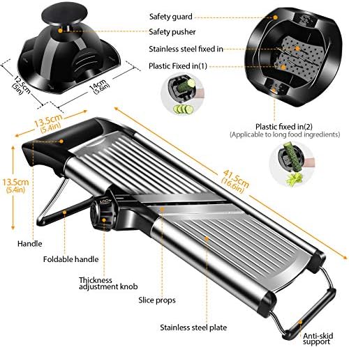MASTERTOP 2 types Adjustable Mandoline Food Slicer Vegetable Slicer for Kitchen Julienne Slicer with Safety Gloves - Image 5