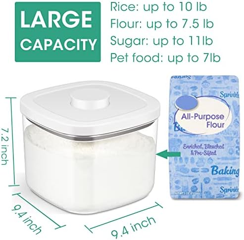 Airtight Rice Container 10 Lbs, Clear Plastic Food Storage Container Bin For Flour Sugar, Dry Food Holder with Easy Locking Lid for Kitchen Pantry Organization and Storage