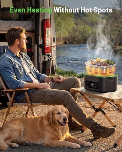 Heated Lunch Box, 100W Cordless Electric LunchBox with Scheduled Heating and Leakproof 1.2L Battery Operated Food Warmer for Car Travel Jobsite, Portable for Truck Drivers Workers Adults