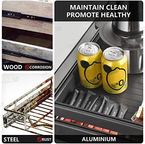 Pull Out Kitchen Cabinet Drawer Roll Out Pantry Shelves Heavy Duty Sliding Tray for Cabinet Full Extension Kitchen Cupboard Slide Out Shelves Organizer with Dividers 17 Inch Wide × 21 Inch Deep