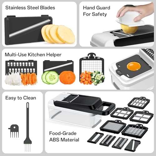 Veggie Chopper Vegetable Cutter, 15 in 1 Kitchen Gadget, White