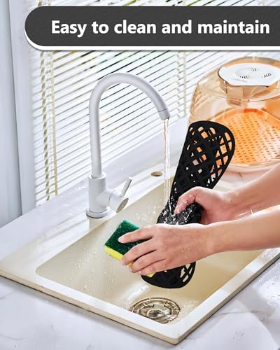 2 Pack Silicone Sink Protectors for Kitchen Sink, Trellis 13x11 Black