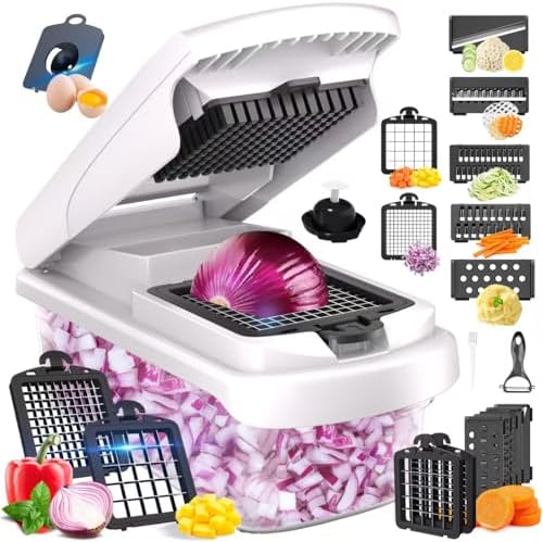 Multifunctional Vegetable Chopper and Slicer with 7 Blades Onion Dicer Food Cutter for Potato Carrot Garlic Fruit Salad Dicing Shredding Slicing - Image 6