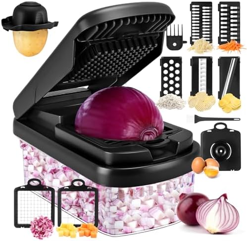 Vegetable Chopper, 12-in-1 Food Veggie Chopper Cutter with Container