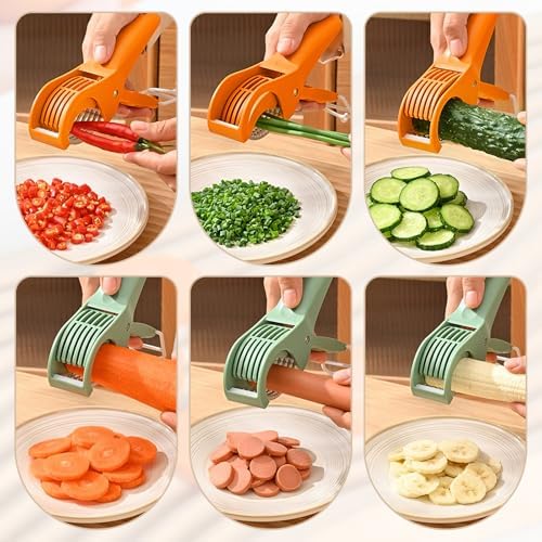 Upgrade 2 pack Stainless Steel Banana Strawberry Cucumber Carrot Egg Sausage Thin Slicer Cutter kitchen gadget (orange) - Image 3