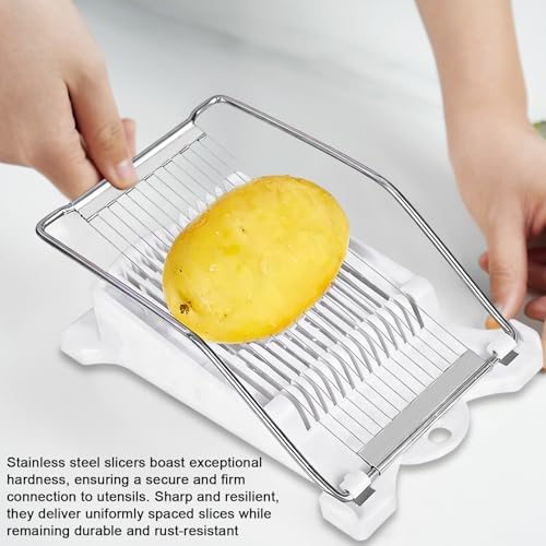 Heavy Duty Luncheon Meat Slicer, Egg Cutter with 14 Precise Slices, Stainless Steel Kitchen Slicing Tool for Egg,Bananas, Avocados,Luncheon (White, 14 slicer) - Image 6