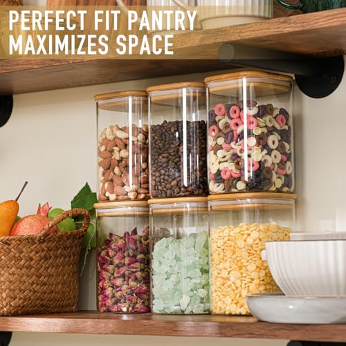 37oz/1.2Qt/1100ml Square Glass Storage Containers with Lids 4-Pack