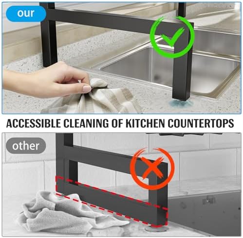 4 Baskets 2-Tier Over The Sink Dish Drying Rack, 26.57"-35"