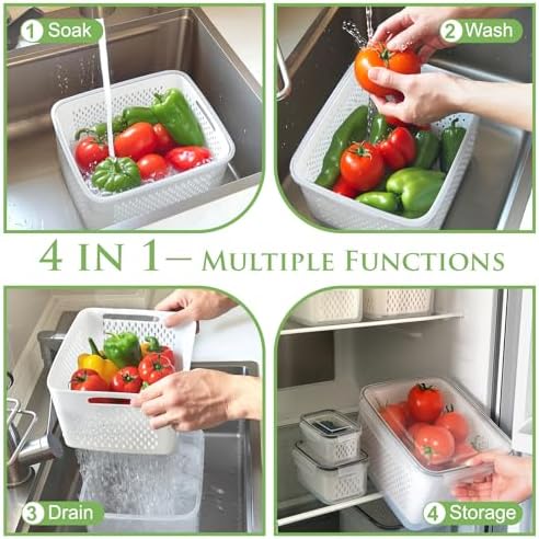 12 Pack Fruit Storage Containers for Fridge with Removable Colander