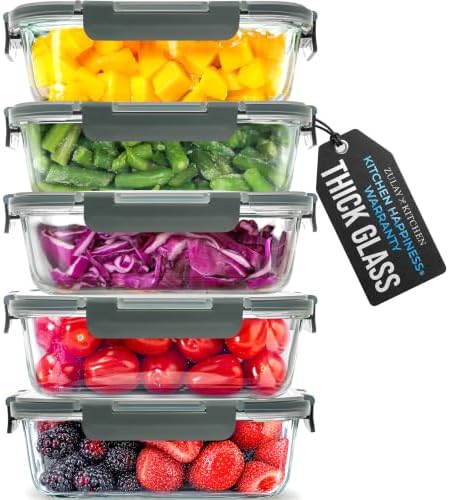 Glass Storage Containers with Lids, Premium BPA Free 36oz