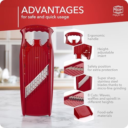 BORNER Wave waffle PowerLine | Vegetable Grater Börner - Quality Made in Germany, Color:Red - Image 4