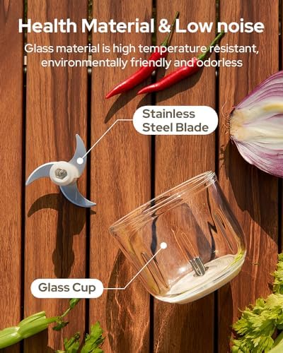 3-in-1 Hand Mixer, hand mixer electric handheld with Garlic Chopper to Cutting Onions, Peppers, 3-Speed Self-Control Electric Mixer with Type-C Charging Cable for Whipping or Mixing Eggs, Cream - Image 6